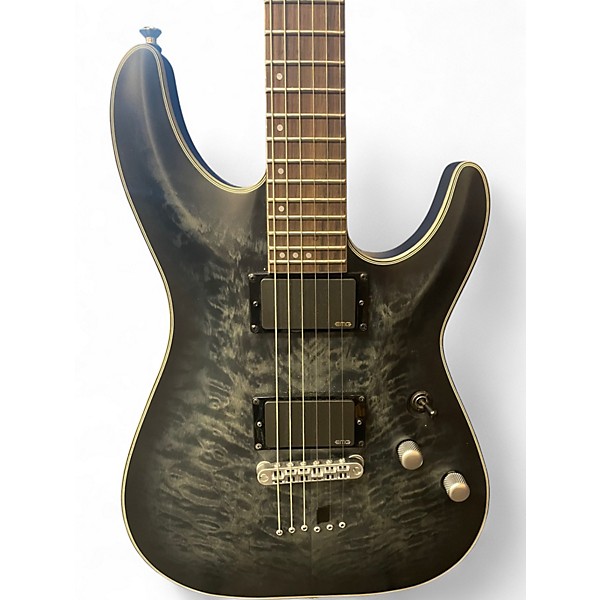 Used Schecter Guitar Research C1 Platinum Trans Black Solid Body Electric Guitar