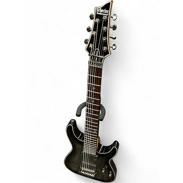 Used Schecter Guitar Research Damien Elite 7 Trans Black Solid Body Electric Guitar