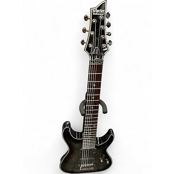 Used Schecter Guitar Research Damien Elite 7 Trans Black Solid Body Electric Guitar
