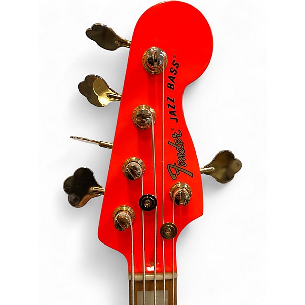 Used Fender MonoNeon Jazz Bass V Fluorescent Yellow Electric Bass Guitar