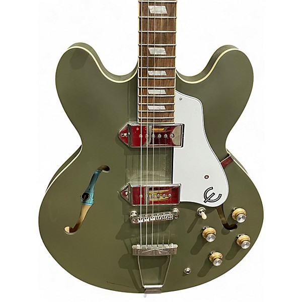 Used Epiphone Casino Worn Satin Olive Hollow Body Electric Guitar