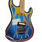 Used Kramer Baretta Blue Sparkle with Flames Solid Body Electric Guitar