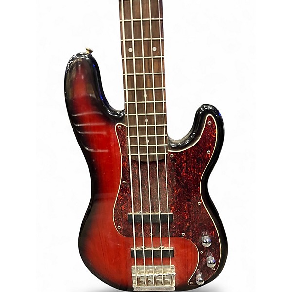 Used Squier PRECISION BASS 5 STRING CHERRY BURST Electric Bass Guitar