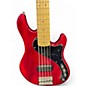 Used Squier Deluxe Dimension Bass V 5 String Crimson Red Trans Electric Bass Guitar