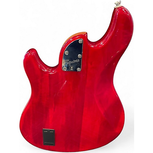 Used Squier Deluxe Dimension Bass V 5 String Crimson Red Trans Electric Bass Guitar