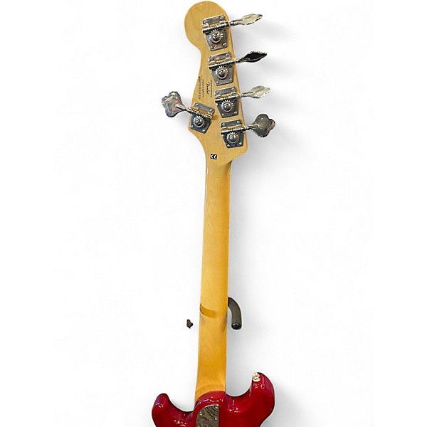 Used Squier Deluxe Dimension Bass V 5 String Crimson Red Trans Electric Bass Guitar