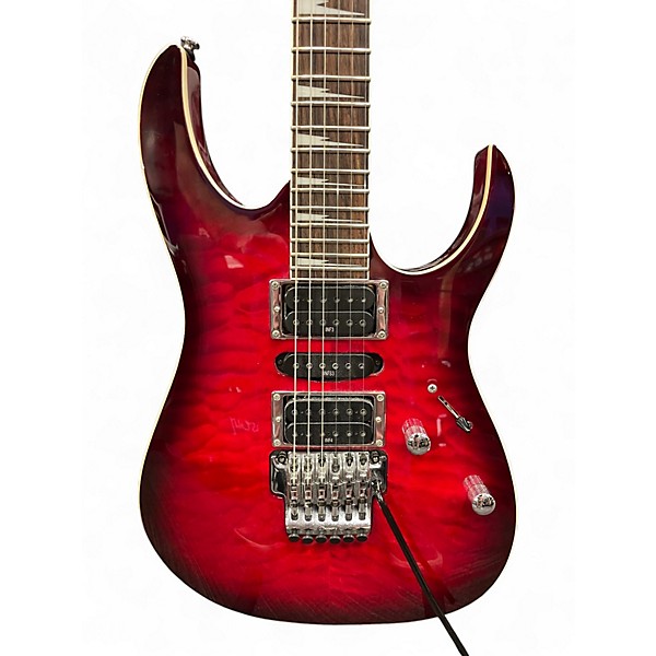 Used Ibanez RG4EXQM1 Trans Red Solid Body Electric Guitar