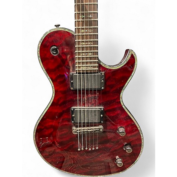 Used Schecter Guitar Research Hellraiser Solo 6 TRANSPARENT RED Solid Body Electric Guitar