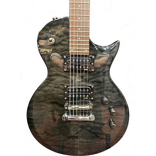 Used ESP LTD EC100QM Trans Black Solid Body Electric Guitar