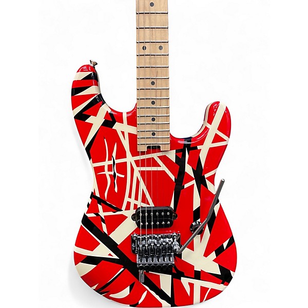 Used EVH EVH stripe series red, black and white stripe Solid Body Electric Guitar