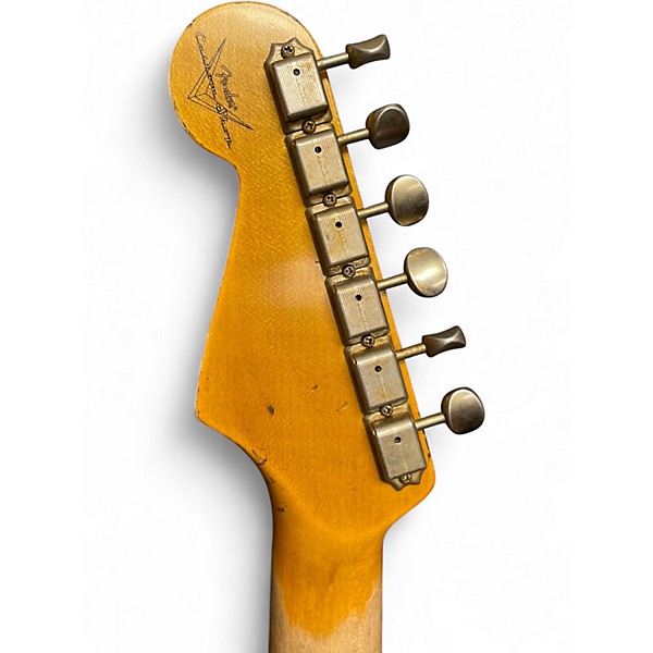 Used Fender CUSTOM SHOP 1960 STRAT HEAVY RELIC Olympic White over 3-Tone Sunburst Solid Body Electric Guitar
