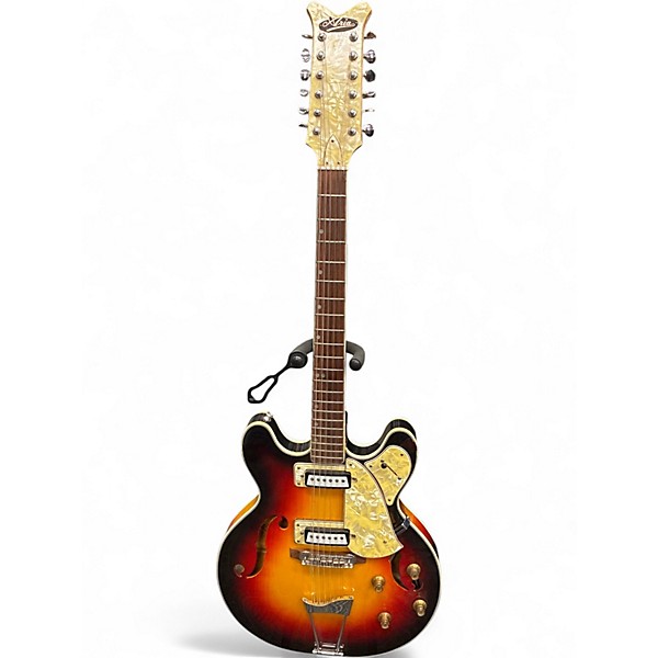 Vintage 1960s Aria 1202 3 Tone Sunburst Hollow Body Electric Guitar