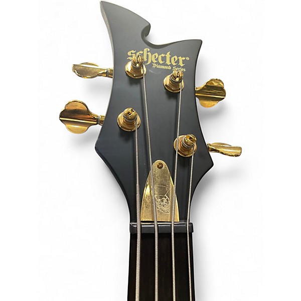 Used Schecter Guitar Research Johnny Christ Signature Black and Gold Electric Bass Guitar
