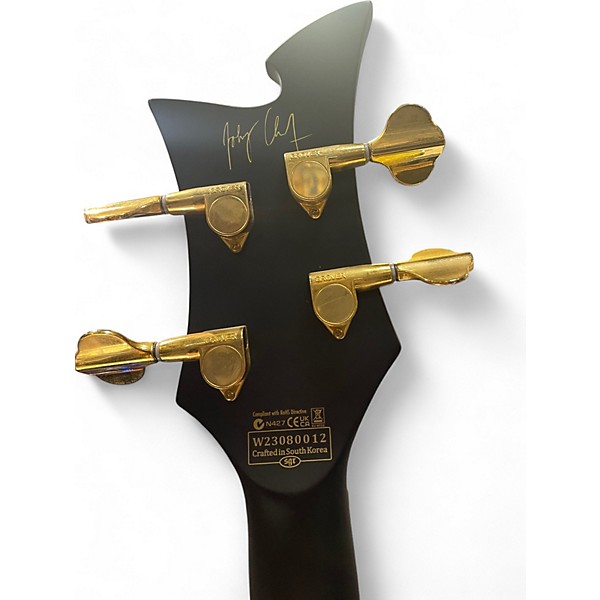 Used Schecter Guitar Research Johnny Christ Signature Black and Gold Electric Bass Guitar