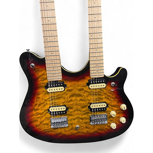 Used OLP MM1 612 Double Neck Sunburst Solid Body Electric Guitar