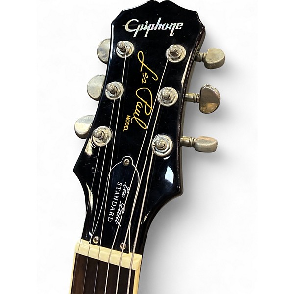 Used 2010 Epiphone Les Paul Standard 1950s Left Handed Black Solid Body Electric Guitar