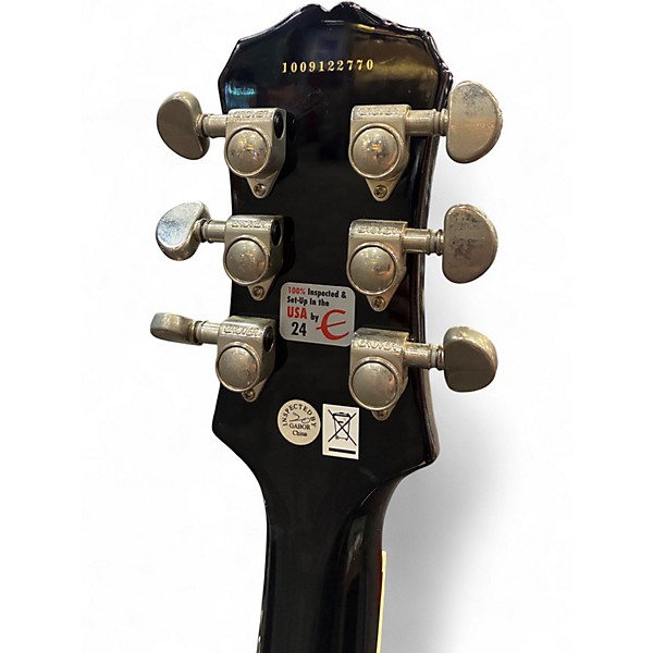 Used 2010 Epiphone Les Paul Standard 1950s Left Handed Black Solid Body Electric Guitar