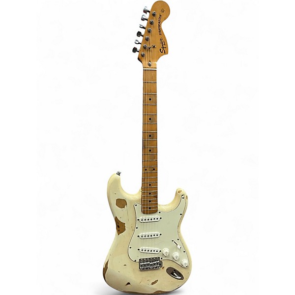 Used Squier Standard Stratocaster WHITE Solid Body Electric Guitar