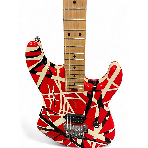 Used EVH Striped Series RED WITH BLACK STRIPES Solid Body Electric Guitar