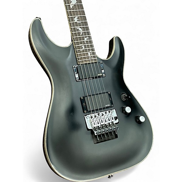 Used Schecter Guitar Research Damien Platinum Satin Black Solid Body Electric Guitar