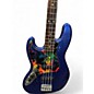 Used 2014 Fender American Standard Jazz Bass Left Handed Mystic Blue Electric Bass Guitar