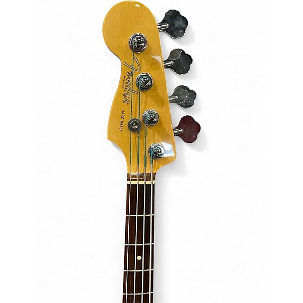 Used 2014 Fender American Standard Jazz Bass Left Handed Mystic Blue Electric Bass Guitar