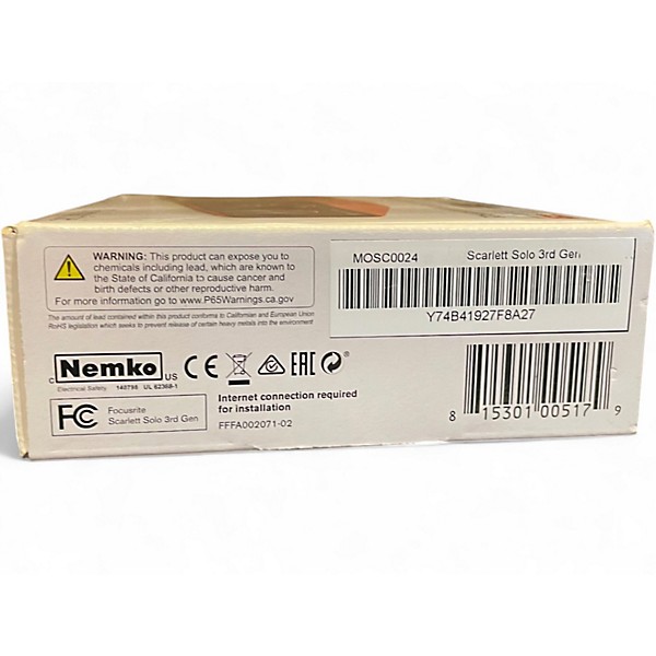 Used Focusrite Scarlett Solo Gen 3 Audio Interface