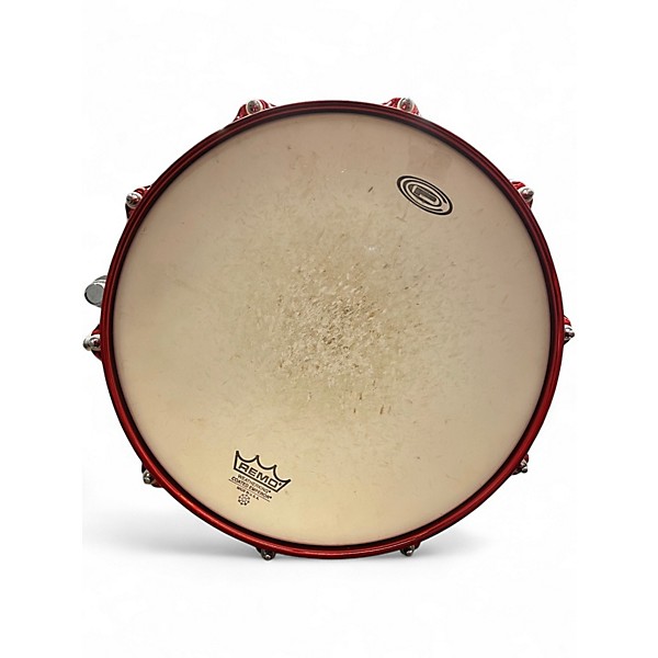 Used Orange County Drum & Percussion 5.5X14 Adrian Young Signature Snare Red Sparkle Drum