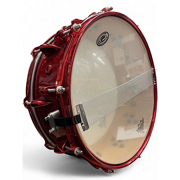 Used Orange County Drum & Percussion 5.5X14 Adrian Young Signature Snare Red Sparkle Drum