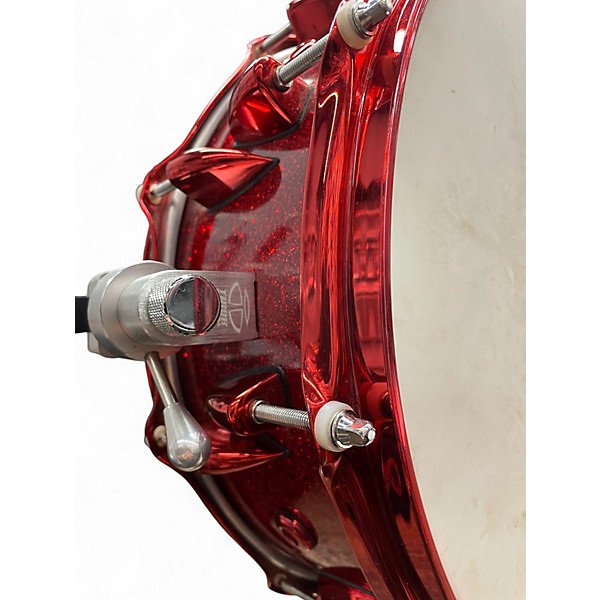 Used Orange County Drum & Percussion 5.5X14 Adrian Young Signature Snare Red Sparkle Drum
