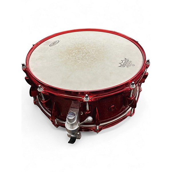 Used Orange County Drum & Percussion 5.5X14 Adrian Young Signature Snare Red Sparkle Drum