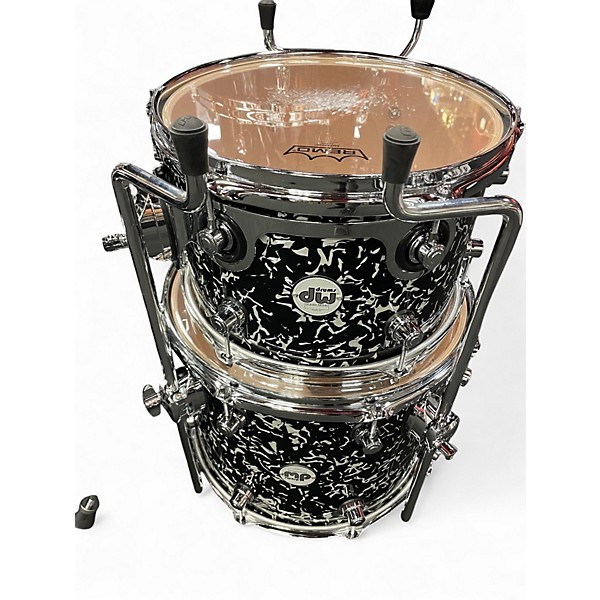 Used DW 4 Piece Design Series Frequent Flyer Black Lightning Drum Kit