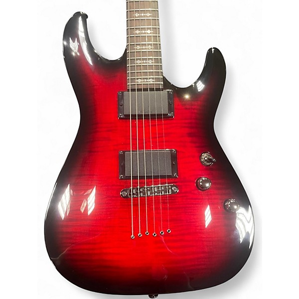Used Schecter Guitar Research Demon 6 Crimson Red Trans Solid Body Electric Guitar