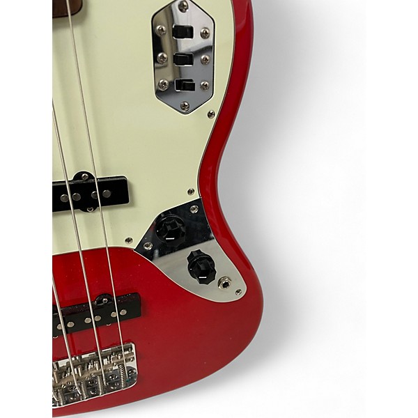 Used Fender Jaguar Bass Chrome Red Electric Bass Guitar