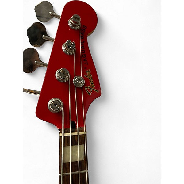 Used Fender Jaguar Bass Chrome Red Electric Bass Guitar