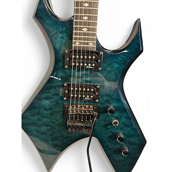 Used B.C. Rich NJ Series Warlock BLUE QUILT Solid Body Electric Guitar