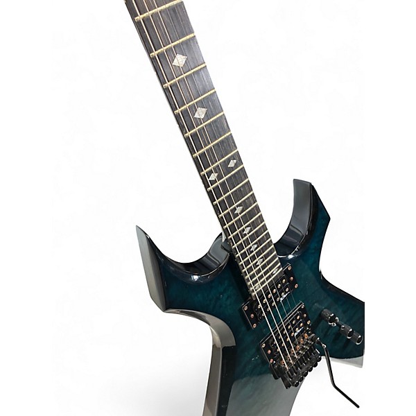 Used B.C. Rich NJ Series Warlock BLUE QUILT Solid Body Electric Guitar