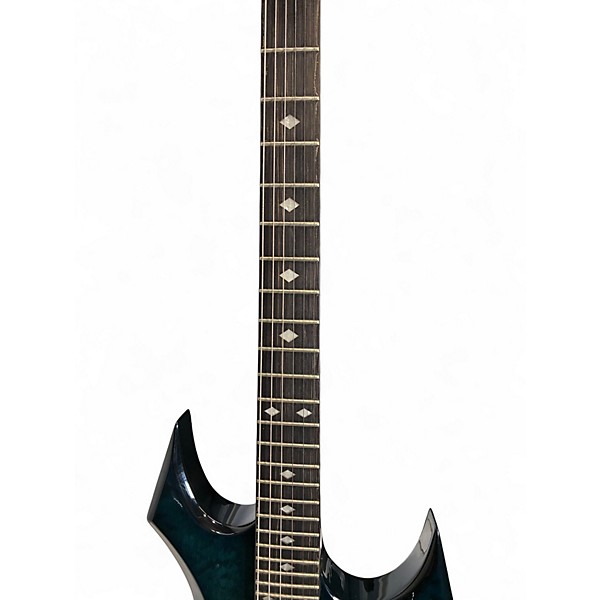 Used B.C. Rich NJ Series Warlock BLUE QUILT Solid Body Electric Guitar