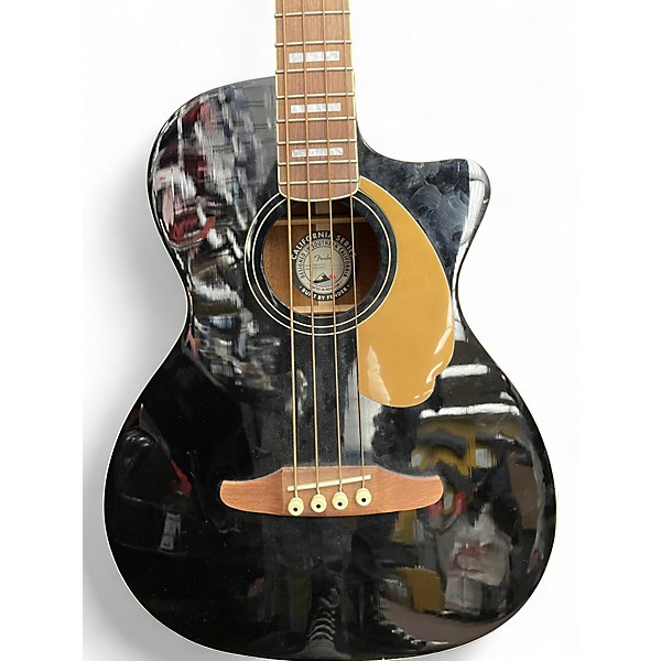 Used Fender Kingman Acoustic Electric Bass Black Acoustic Bass Guitar