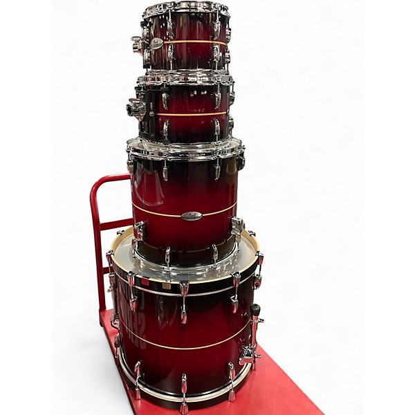 Used Pearl 4 Piece PROFESSIONAL SERIES REDBURST STRIPE Drum Kit