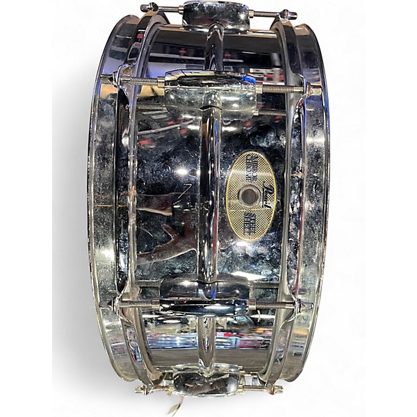 Used Pearl 14X5.5 Mirror Chrome Steel Shell Snare Chrome Drum