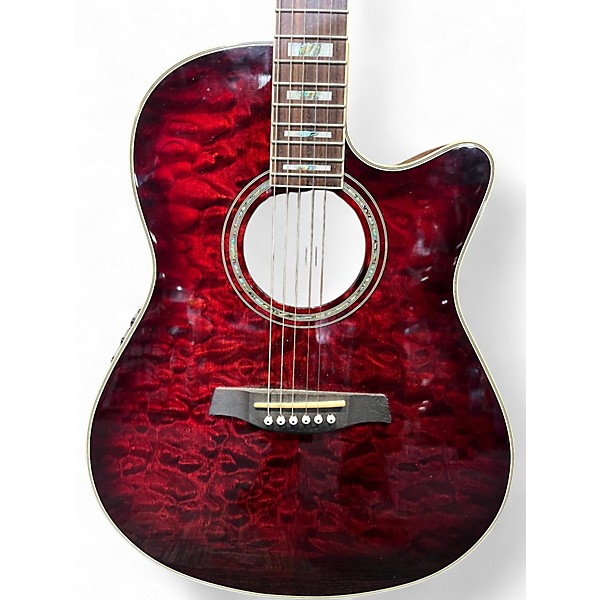Used Ibanez AEF37E Trans Red Acoustic Electric Guitar