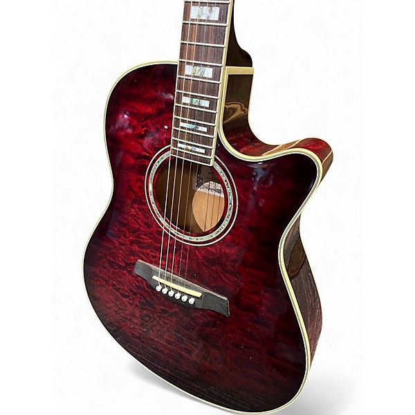 Used Ibanez AEF37E Trans Red Acoustic Electric Guitar