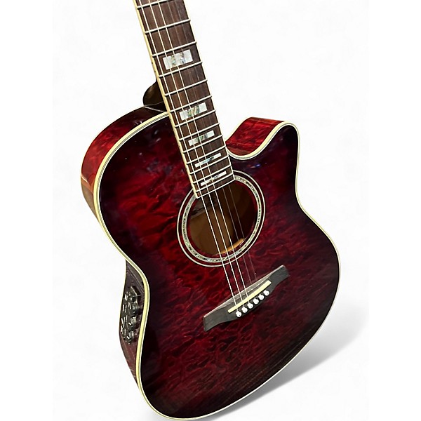 Used Ibanez AEF37E Trans Red Acoustic Electric Guitar