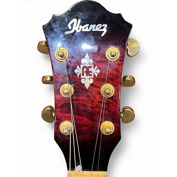 Used Ibanez AEF37E Trans Red Acoustic Electric Guitar