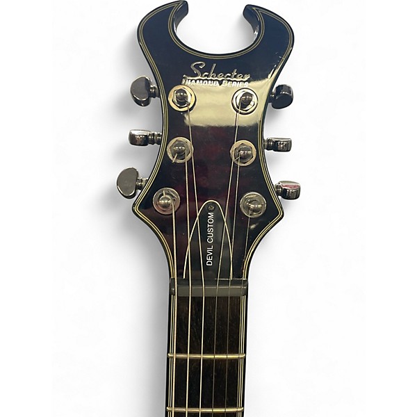 Used 2000s Schecter Guitar Research Devil 6 Crimson Red Trans Solid Body Electric Guitar