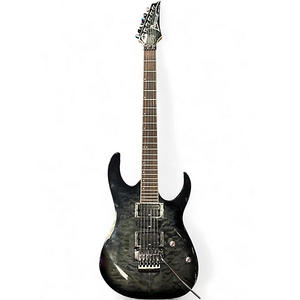 Used Ibanez RG370QMSP RG Series Trans Black Solid Body Electric Guitar