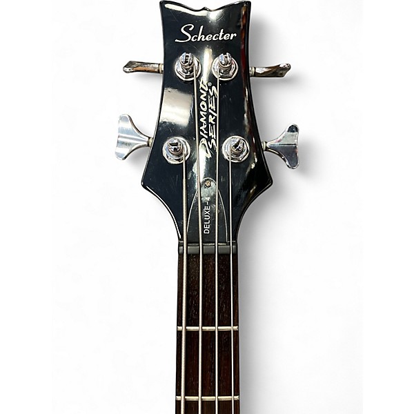 Used Schecter Guitar Research Stiletto Deluxe 4 String Black Electric Bass Guitar