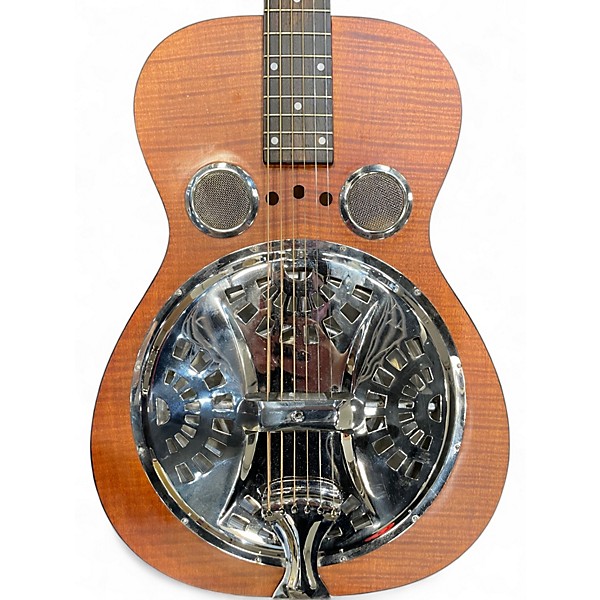 Used Dobro Hound Dog Deluxe Round Neck Antique Natural Resonator Guitar