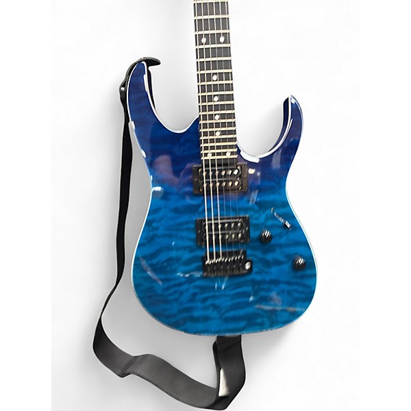 Used Ibanez GRG120QASP Transparent Blue Gradation Solid Body Electric Guitar